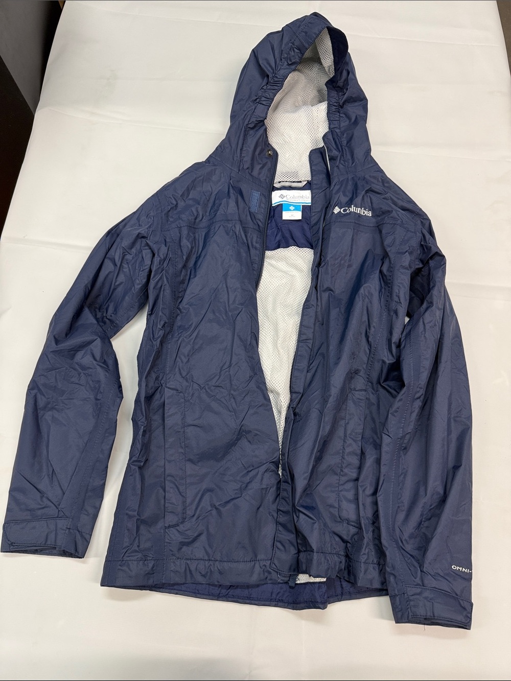 Columbia Navy Hooded Kids Raincoat with Breathable Lining